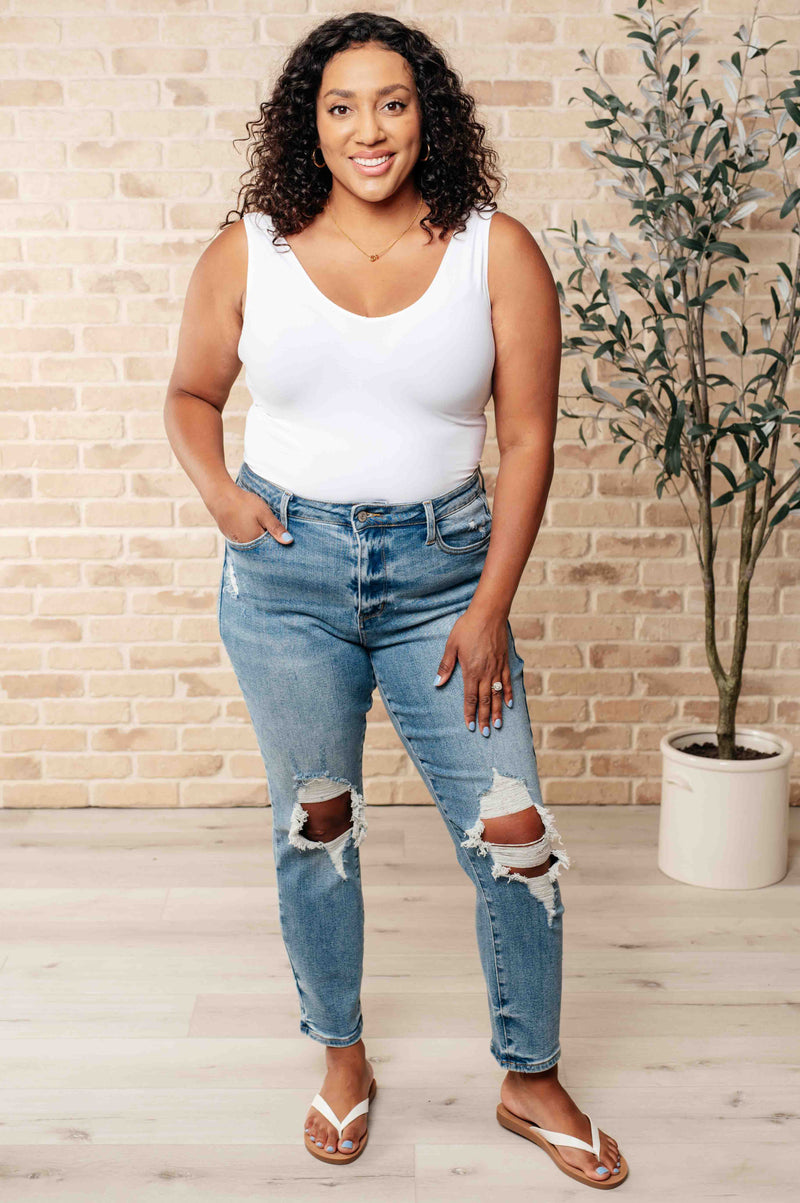 Hazel Blues® |  Frankie High Waist Distressed Boyfriend Jeans