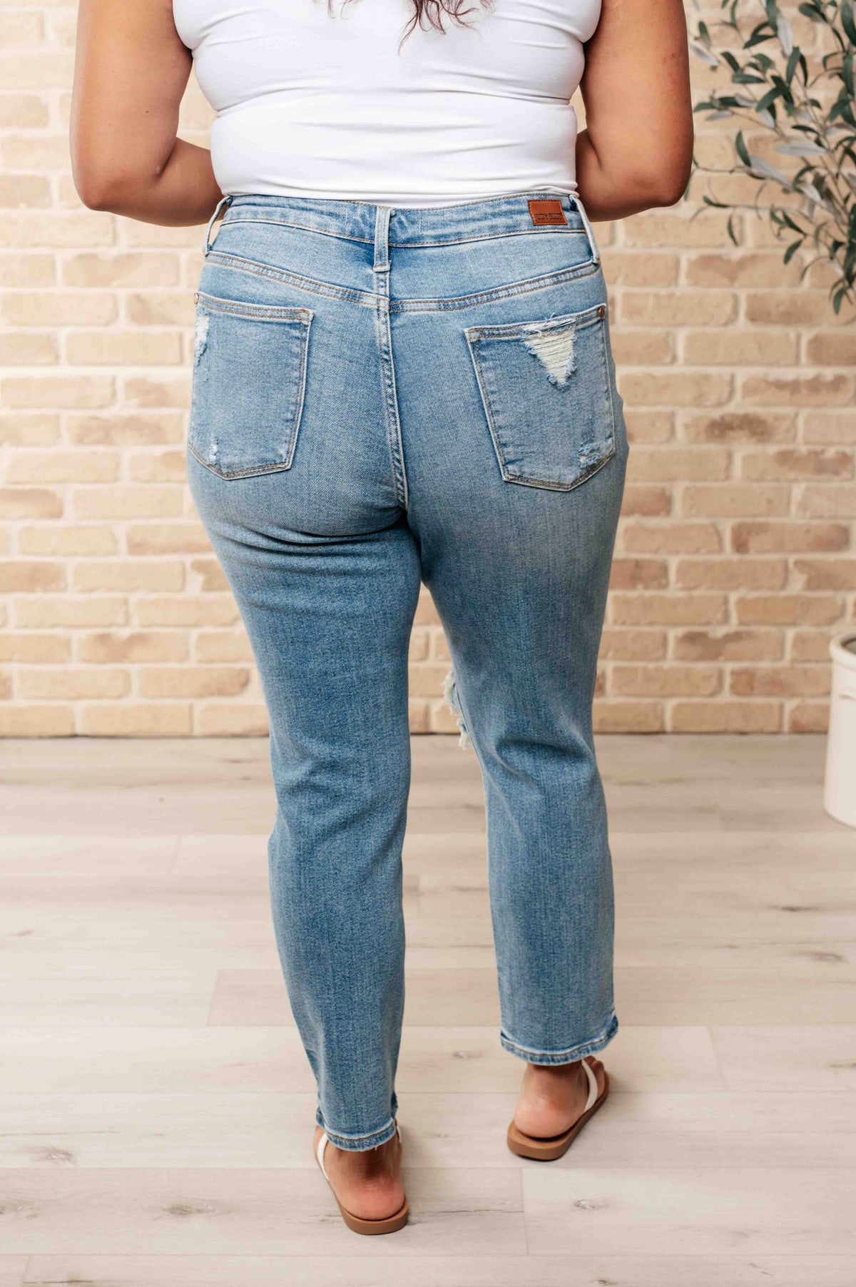 Hazel Blues® |  Frankie High Waist Distressed Boyfriend Jeans