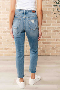 Hazel Blues® |  Frankie High Waist Distressed Boyfriend Jeans