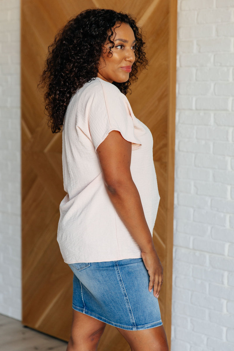 Hazel Blues® |  Frequently Asked Questions V-Neck Top in Blush