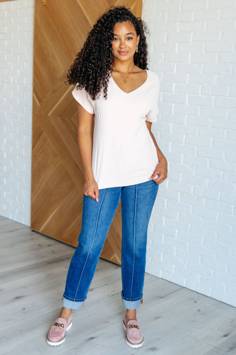 Hazel Blues® |  Frequently Asked Questions V-Neck Top in Blush