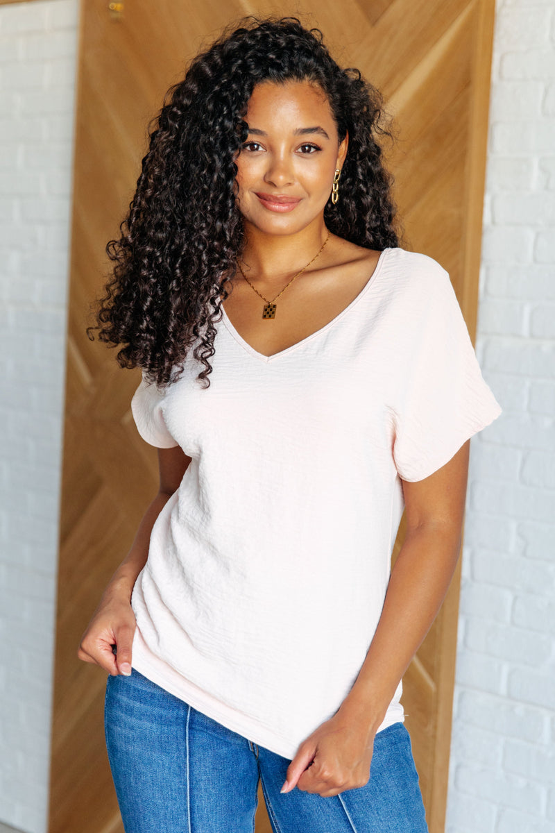 Hazel Blues® |  Frequently Asked Questions V-Neck Top in Blush