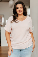 Hazel Blues® |  Frequently Asked Questions V-Neck Top in Blush