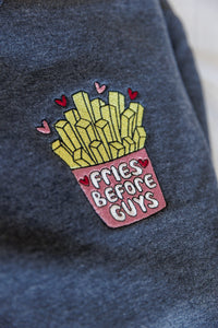 Hazel Blues® |  Fries Before Guys Embroidered Sweatshirt