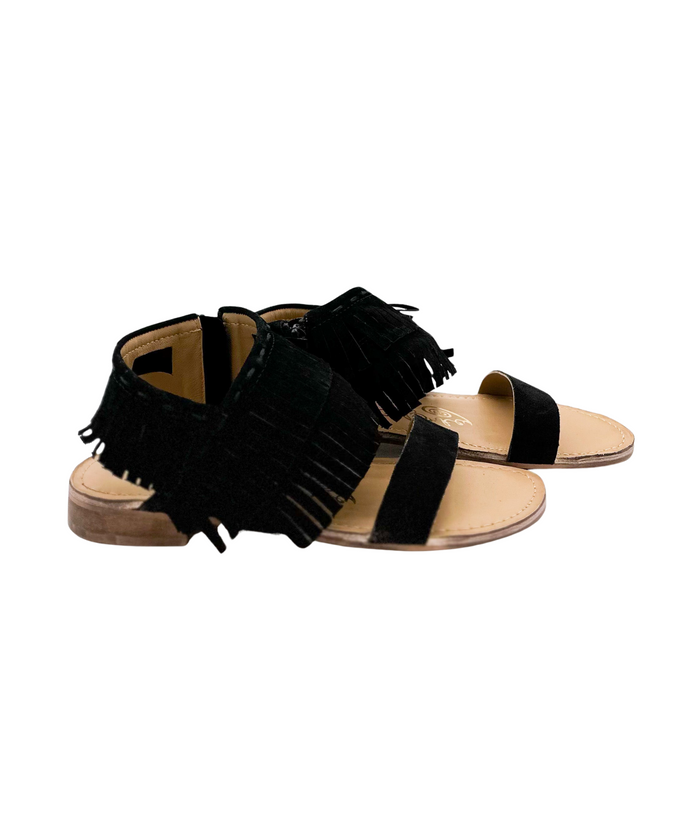 Hazel Blues® |  Fringe Star Sandal in Black