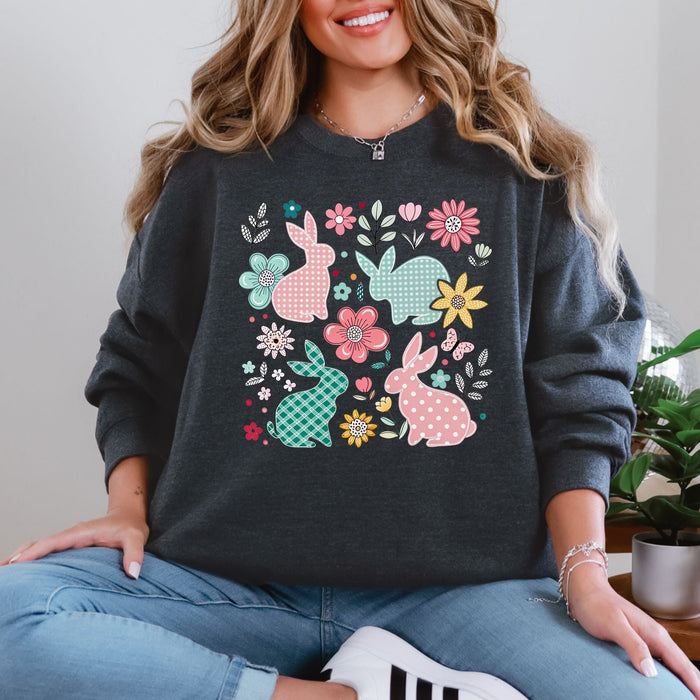 Hazel Blues® |  Bunnies and Flowers Graphic Sweatshirt