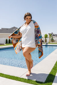 Hazel Blues® |  Luxury Beach Towel in Block Floral