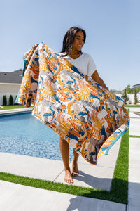 Hazel Blues® |  Luxury Beach Towel in Bird Of Paradise