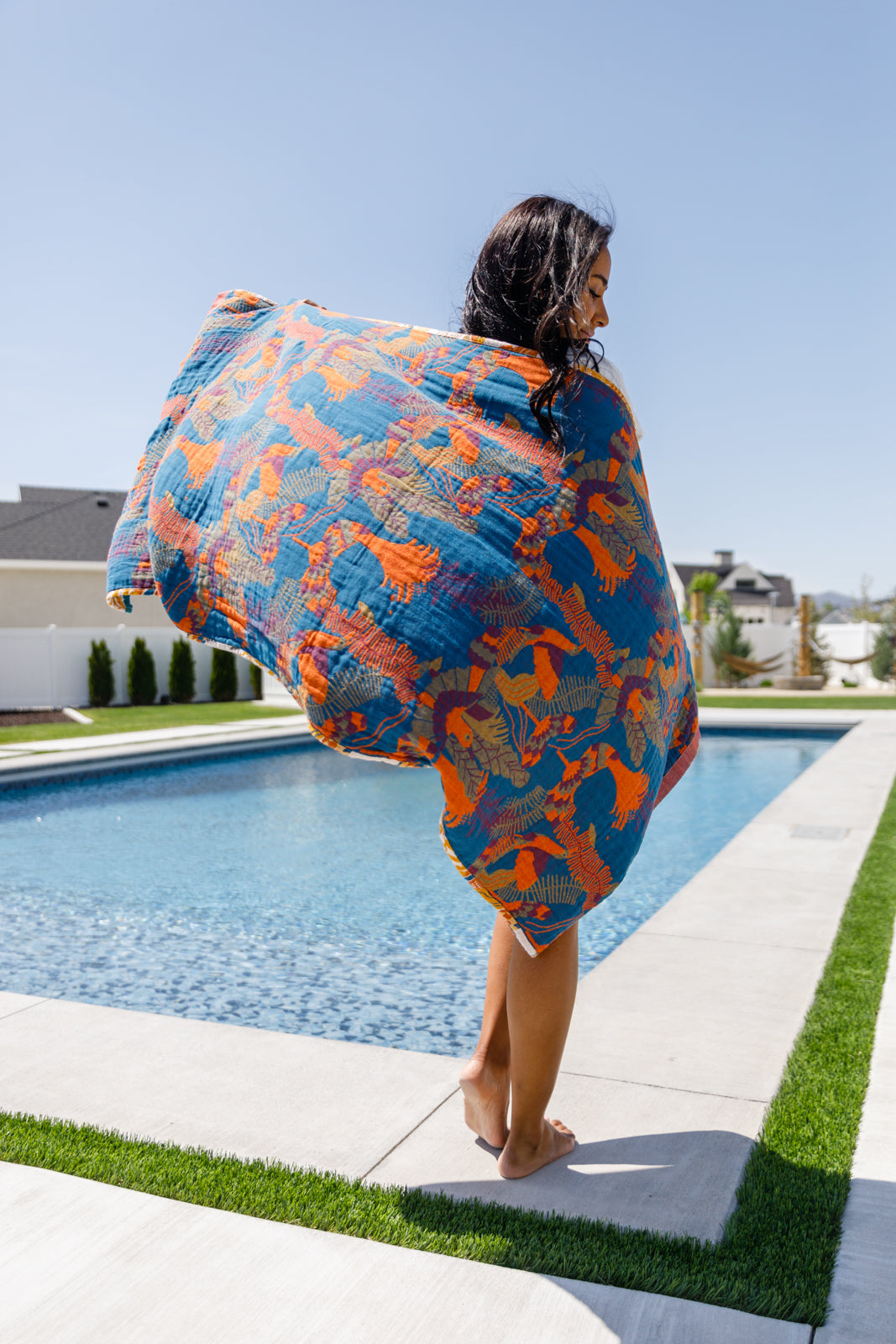 Hazel Blues® |  Luxury Beach Towel in Bird Of Paradise