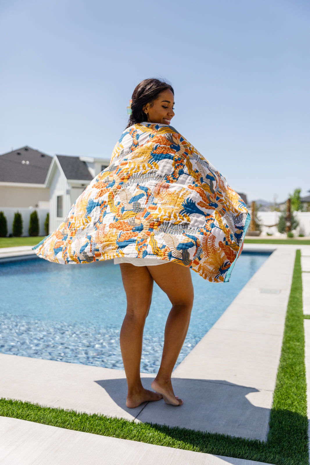 Hazel Blues® |  Luxury Beach Towel in Bird Of Paradise