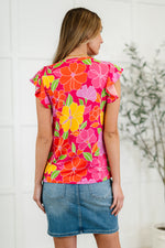 Hazel Blues® |  Garden Giggles Flutter Sleeve Top