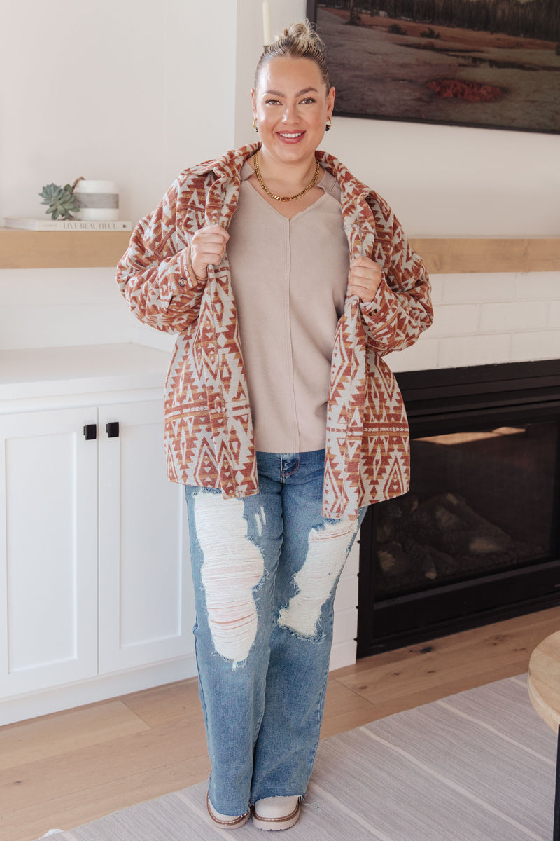 Hazel Blues® |  Gather Round Aztec Shacket