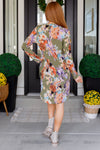 Hazel Blues® |  Generally Speaking V-Neck Dress in Olive Floral