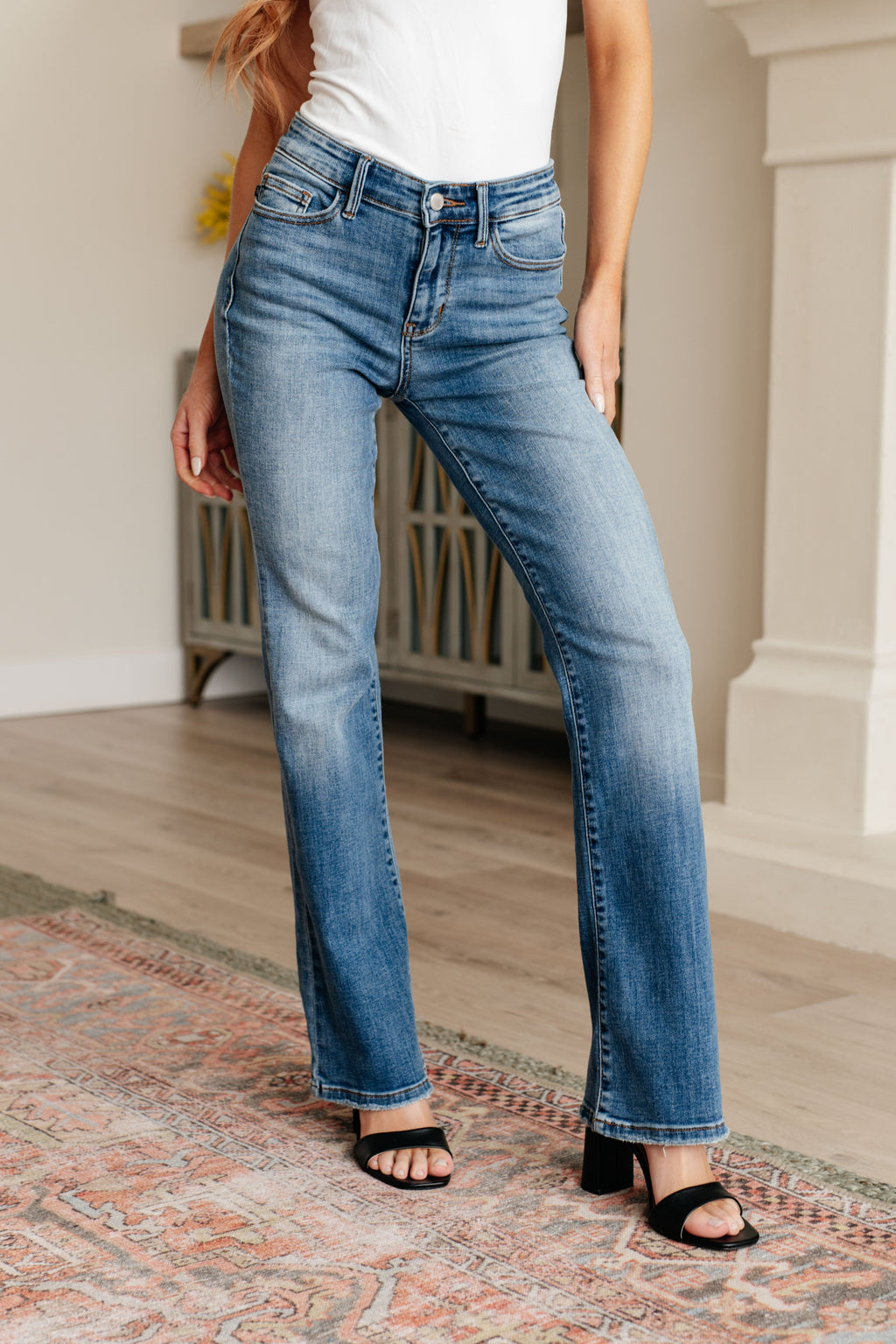 Hazel Blues® |  Genevieve Mid Rise Vintage Bootcut Jeans