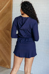 Hazel Blues® |  Getting Out Long Sleeve Hoodie Romper in Navy