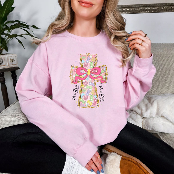 Hazel Blues® |  Peeps and Bows Cross Graphic Sweatshirt