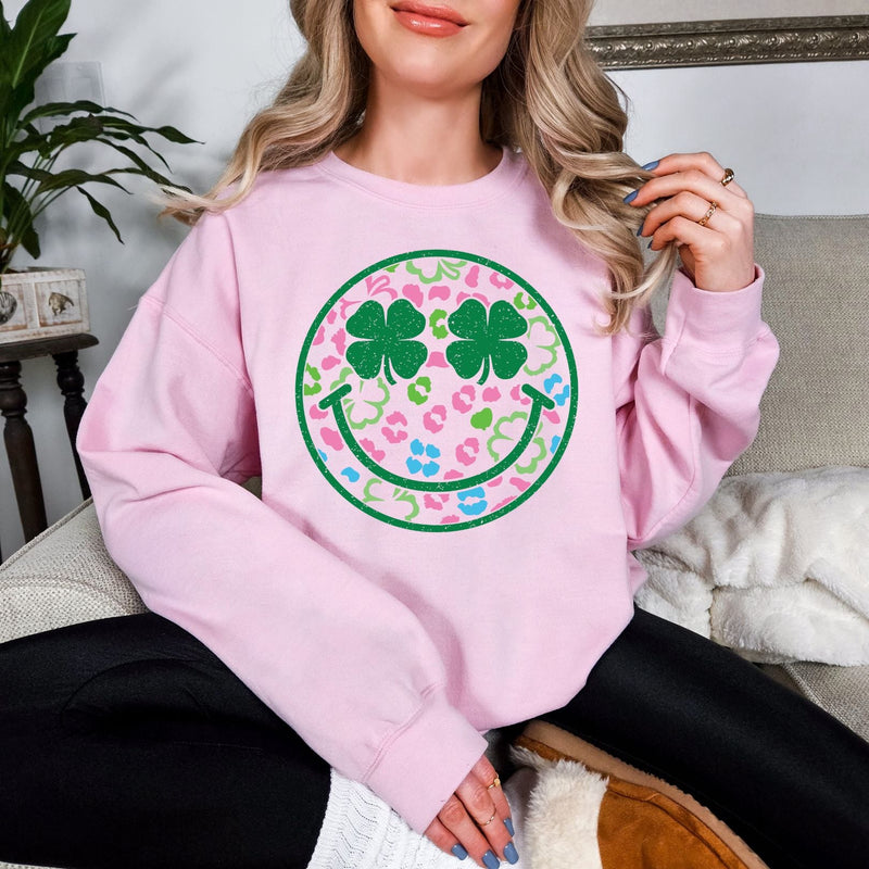 Hazel Blues® |  Shamrock Smiley Graphic Sweatshirt