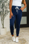 Hazel Blues® |  Giving the Run Around Joggers in Navy