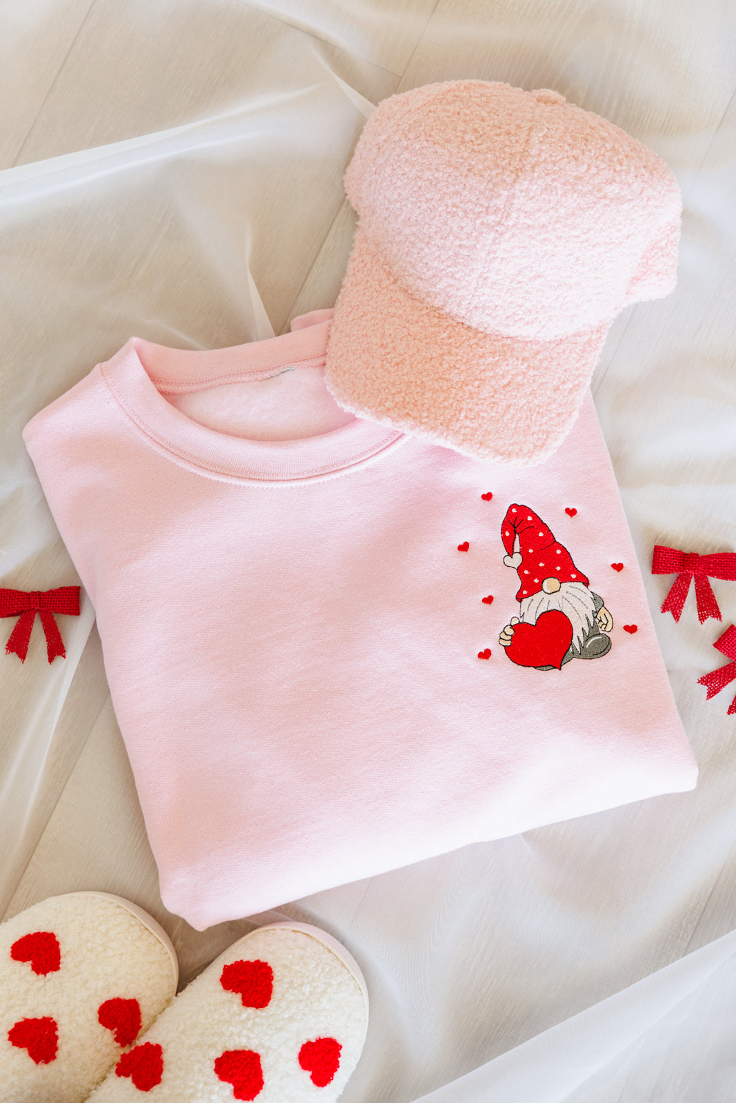 Hazel Blues® |  Valentine Gnome Embroidered Sweatshirt