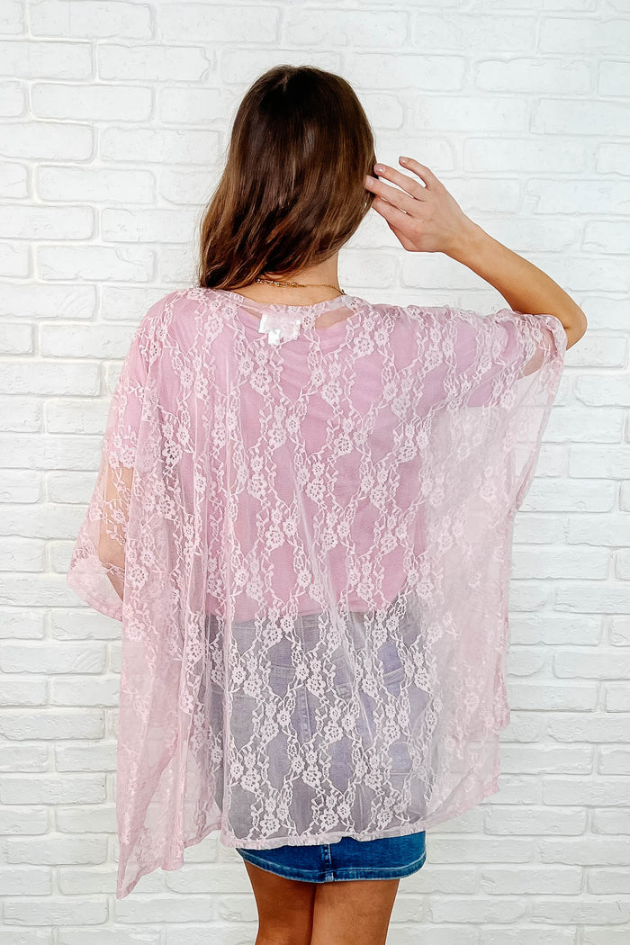 Good Days Ahead Lace Kimono In Mauve