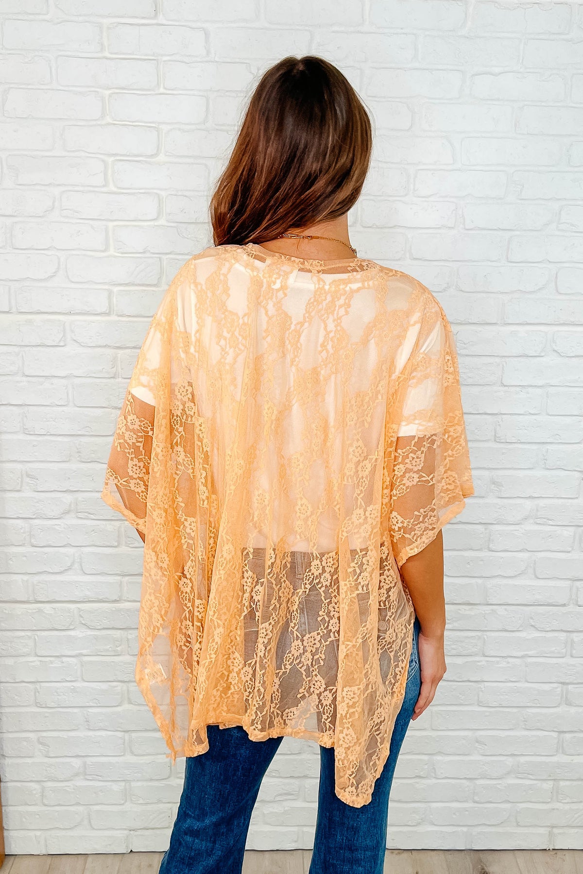 Hazel Blues® |  Good Days Ahead Lace Kimono In Peach