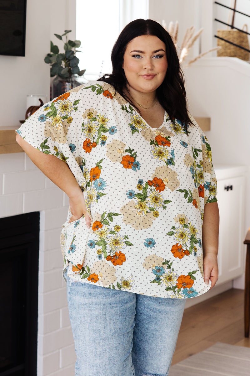 Hazel Blues® |  Good Morning Floral V-Neck Blouse