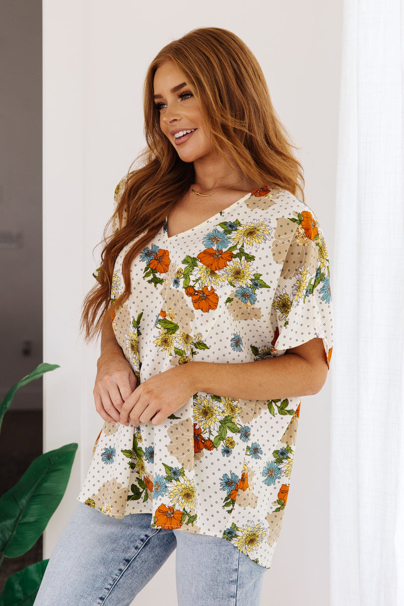 Hazel Blues® |  Good Morning Floral V-Neck Blouse