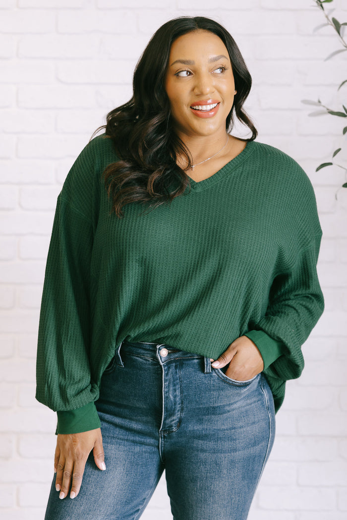 Hazel Blues® |  Good Things Are Coming V-Neck Top in Green