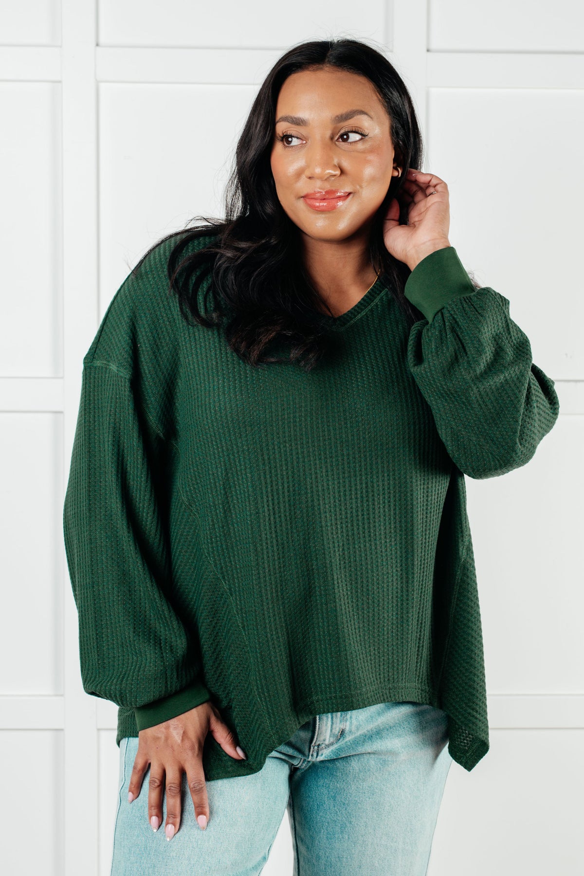 Hazel Blues® |  Good Things Are Coming V-Neck Top in Green