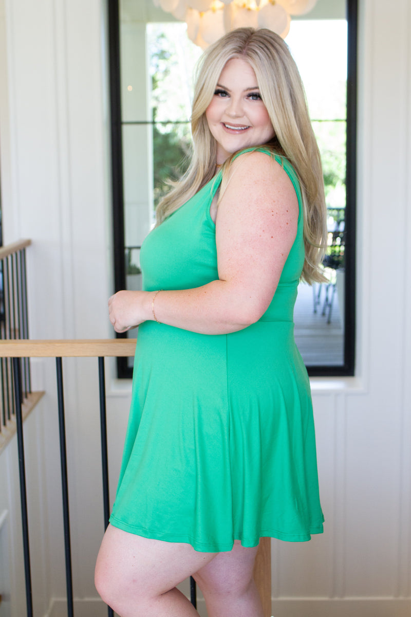 Hazel Blues® |  Gorgeous in Green Sleeveless Skort Dress