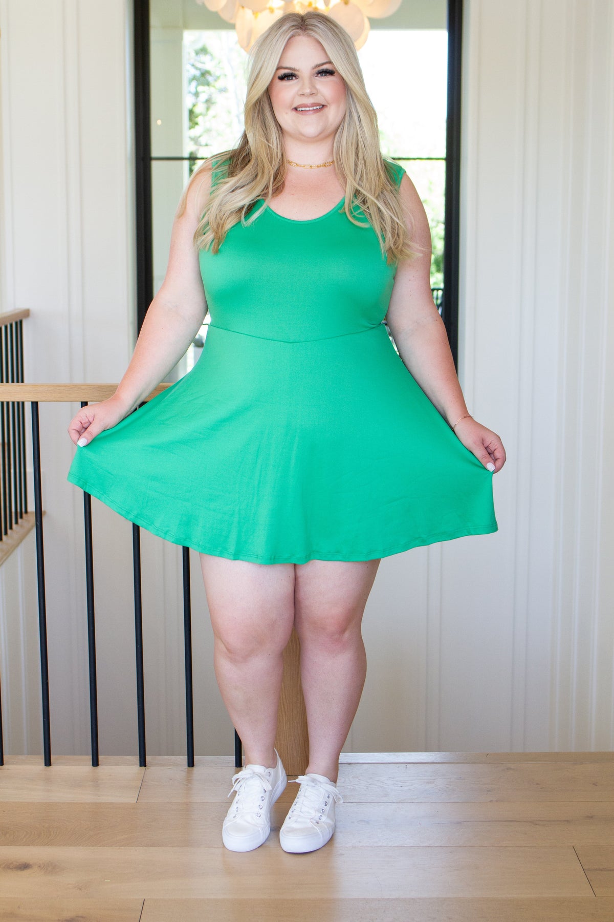 Hazel Blues® |  Gorgeous in Green Sleeveless Skort Dress