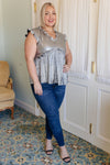 Hazel Blues® |  Shine On Metallic Peplum Top