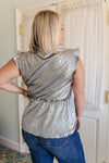 Hazel Blues® |  Shine On Metallic Peplum Top