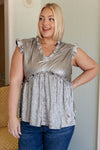 Hazel Blues® |  Shine On Metallic Peplum Top