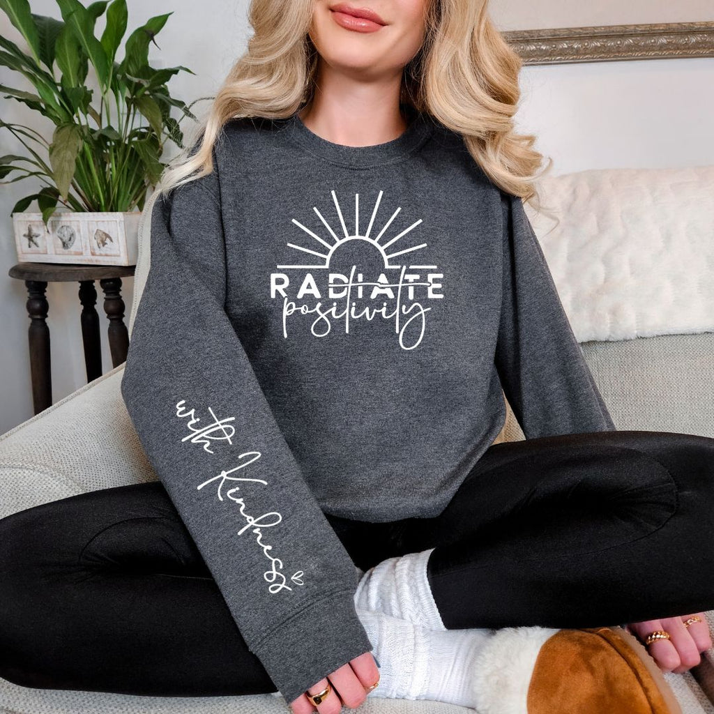 Hazel Blues® |  Radiate Positivity Graphic Sweatshirt in Three Colors