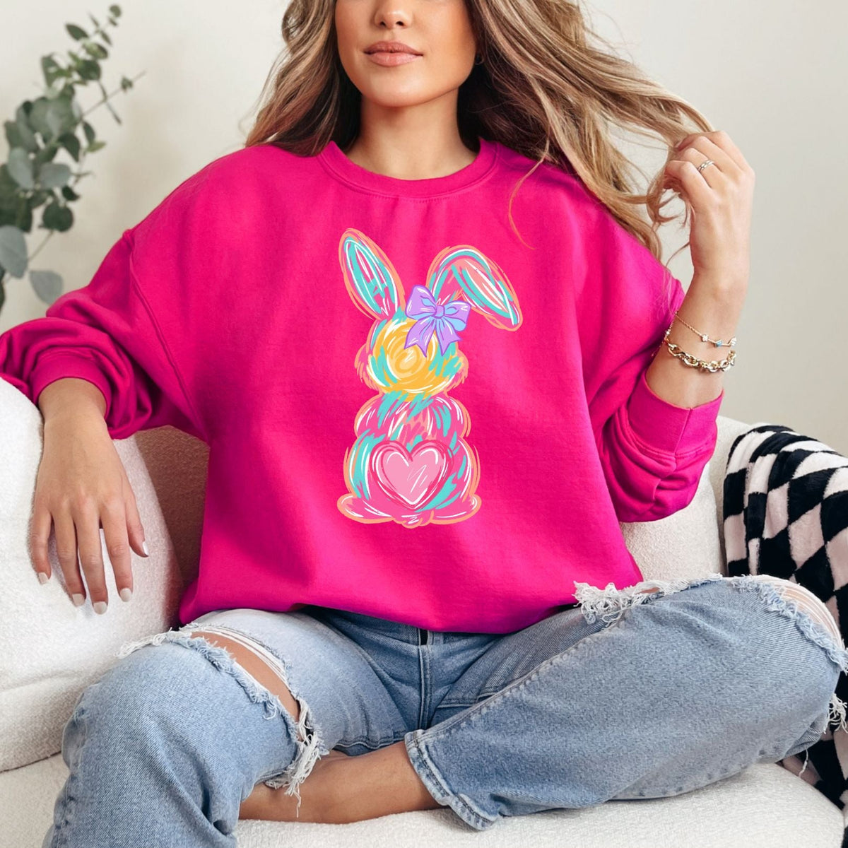 Hazel Blues® |  Watercolor Bunny Graphic Sweatshirt