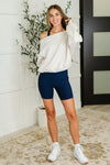 Hazel Blues® |  Gym and Juice Ribbed Knit Biker Shorts in Navy
