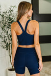 Hazel Blues® |  Gym and Juice Ribbed Knit Square Neck Tank in Navy