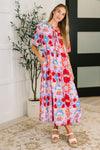 Hazel Blues® |  PREORDER: Half Sleeve Poplin Woven Dress in Pink and Blue Floral