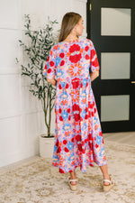 Hazel Blues® |  PREORDER: Half Sleeve Poplin Woven Dress in Pink and Blue Floral