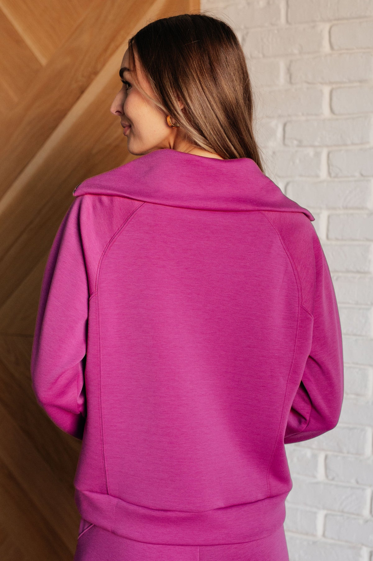 Hazel Blues® |  Hamptons Travel Half Zip Pullover in Magenta