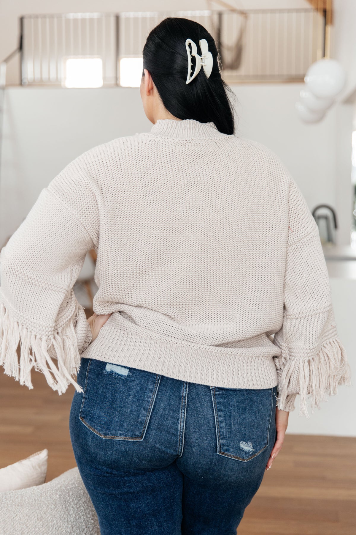 Hazel Blues® |  Handle It All Fringe Detail Sweater