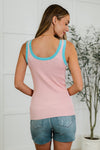 Handled It Contrast Trim Tank in Pink