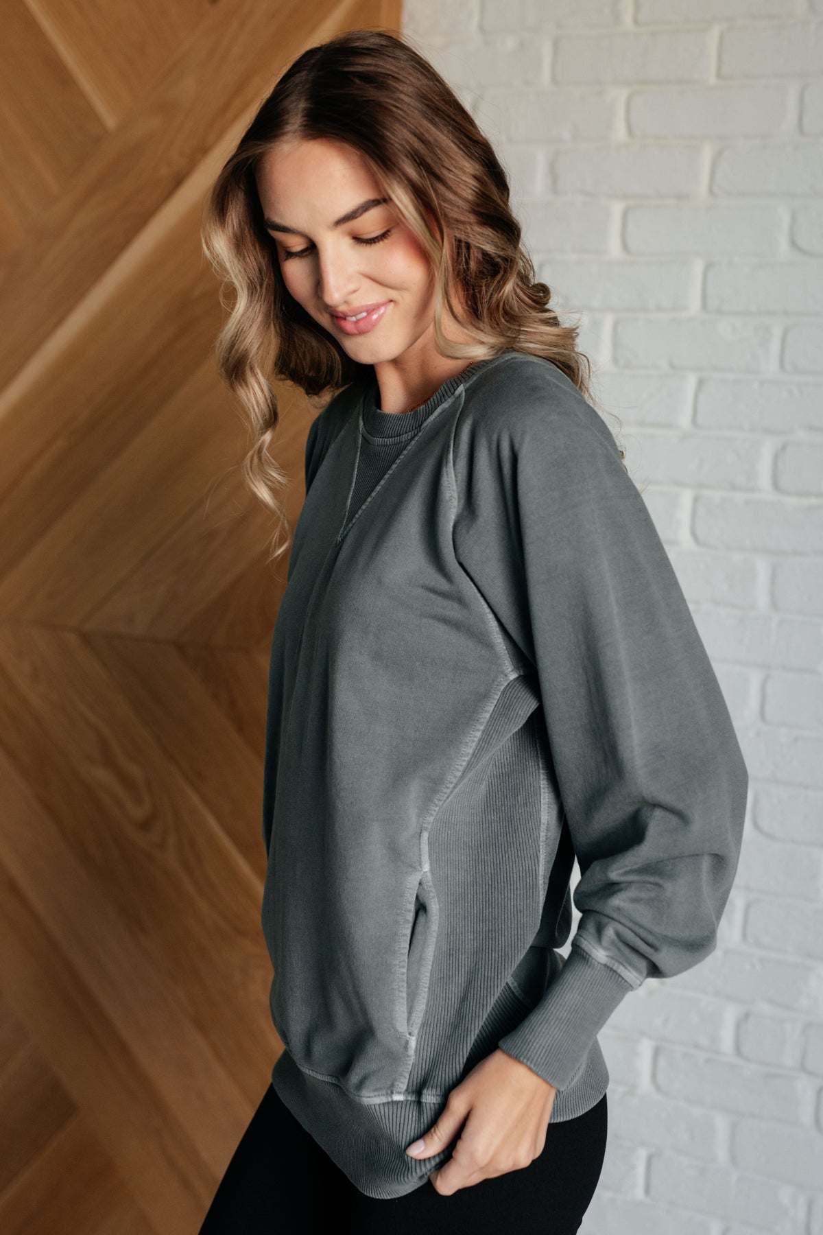 Hazel Blues® |  Hands Down Favorite Sweatshirt in Ash Jade