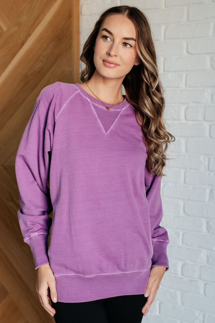 Hazel Blues® |  Hands Down Favorite Sweatshirt in Light Plum