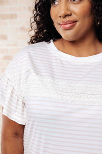 Hazel Blues® |  Hand to Hold Lace Detail Striped Top