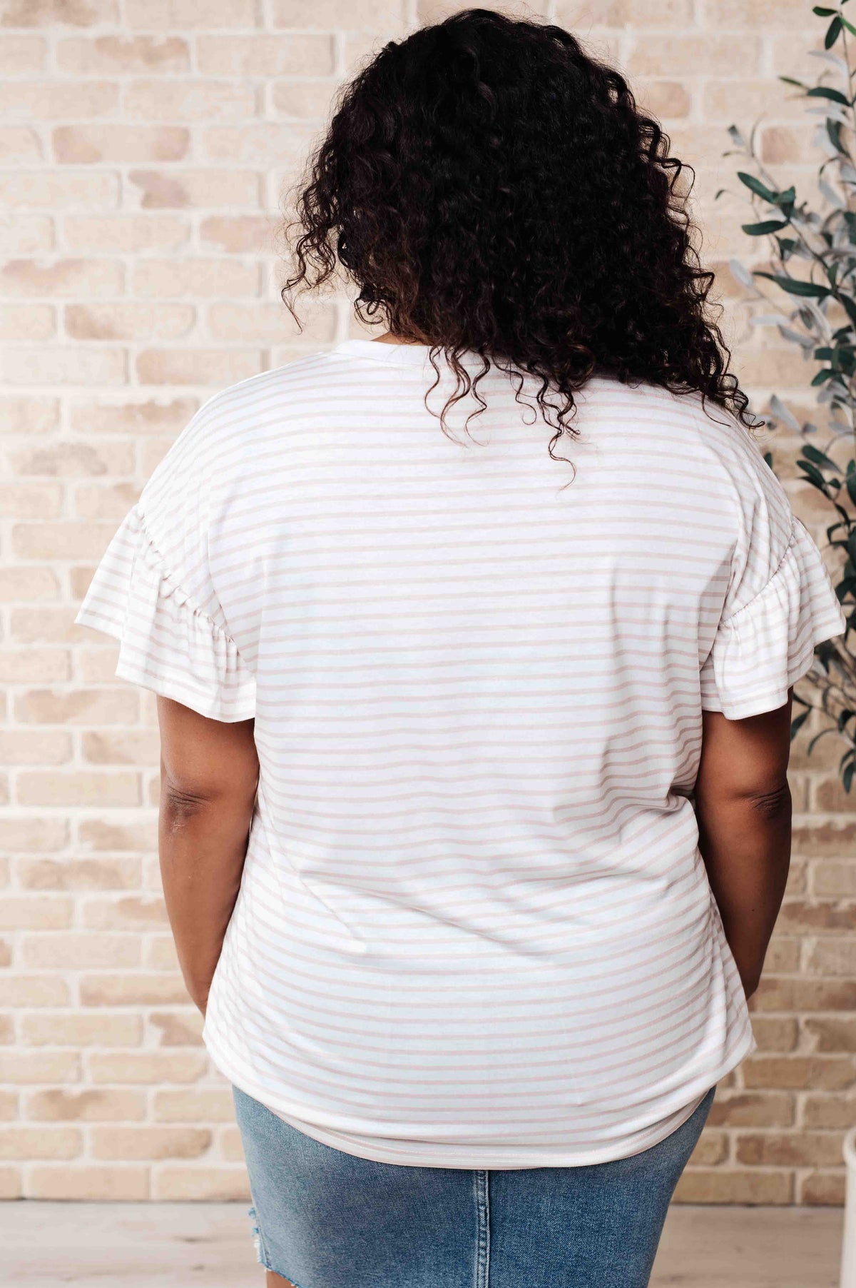 Hazel Blues® |  Hand to Hold Lace Detail Striped Top