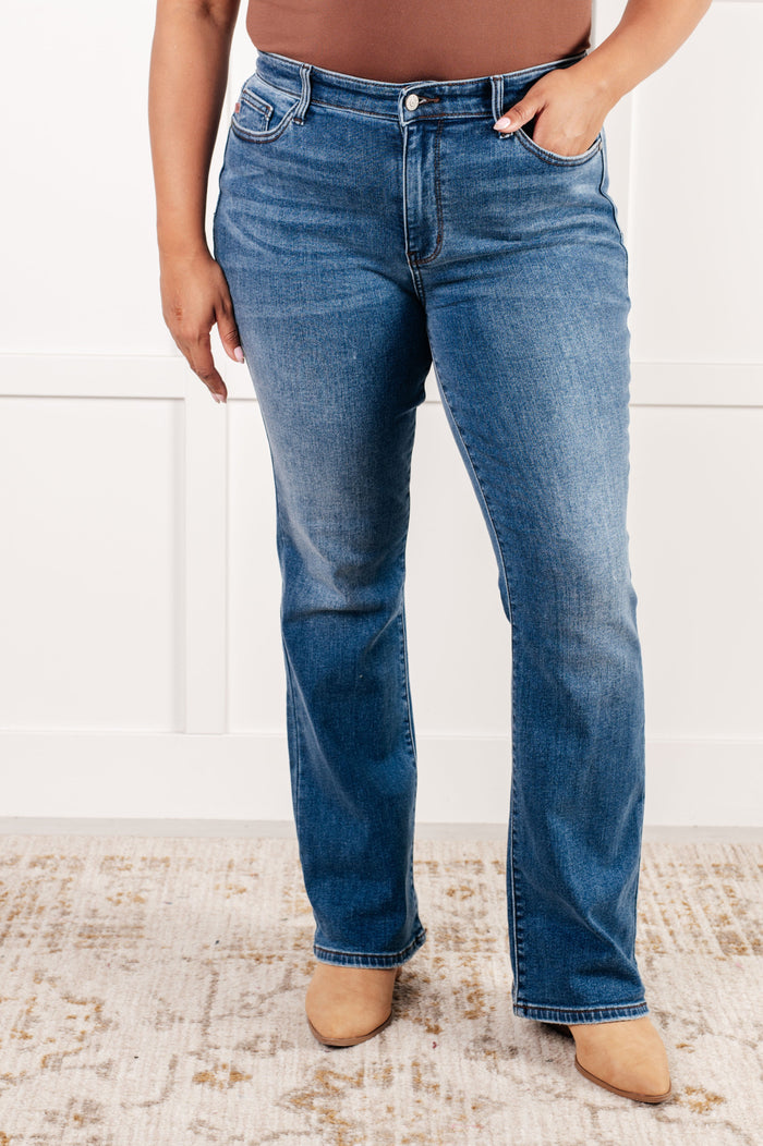 Hazel Blues® |  Hannah Mid Rise Thermal Bootcut Jeans