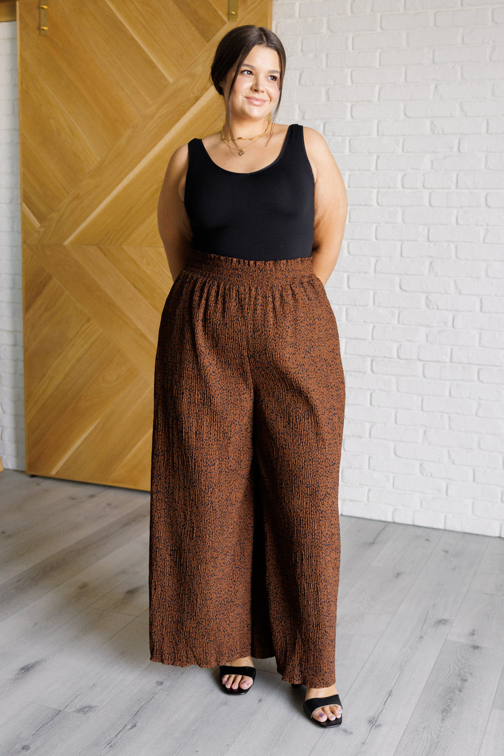 Hazel Blues® |  Harmony High Rise Wide Leg Pants in Brown