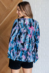 Hazel Blues® |  Have it All Angel Sleeve Top in Abstract Magenta